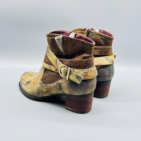 L'Artiste by Spring Step Boots Womens 7.5 Brown Green Camo Leather Ankle Shoes - Picture 6 of 13